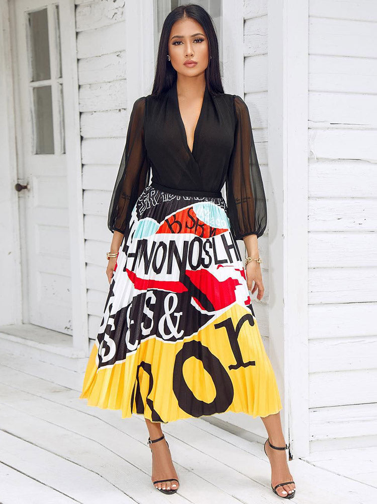 Cartoon Pleated Skirt