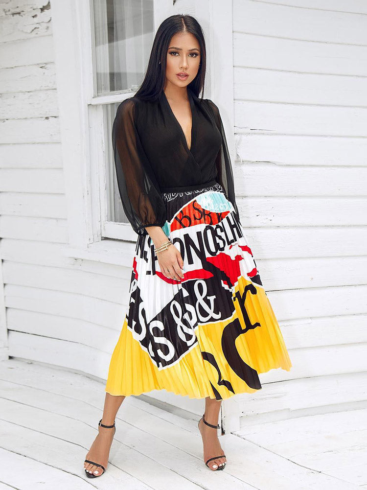 Cartoon Pleated Skirt