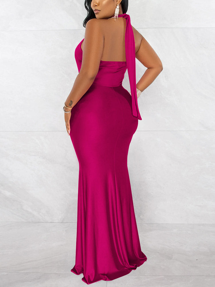 Halter Ruched Dress