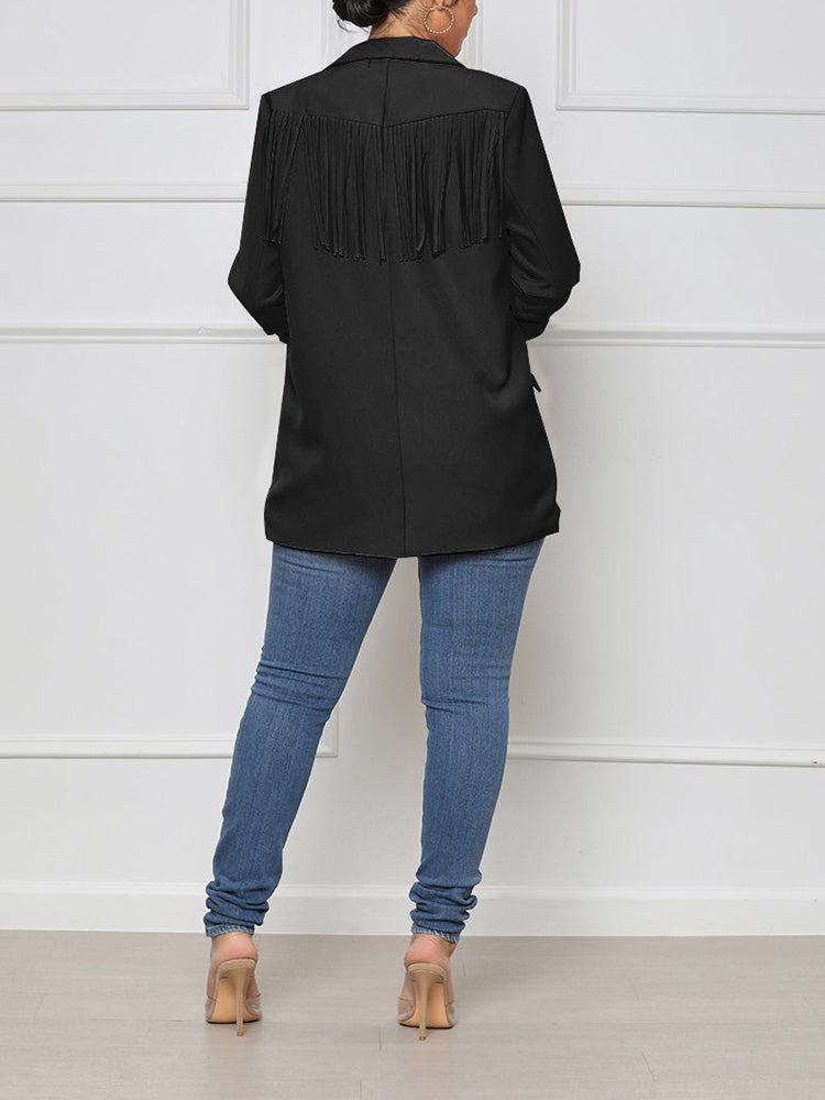 Casual Fringe Open Front Blazer