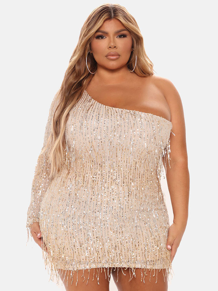 One-Shoulder Sequin Party Dress