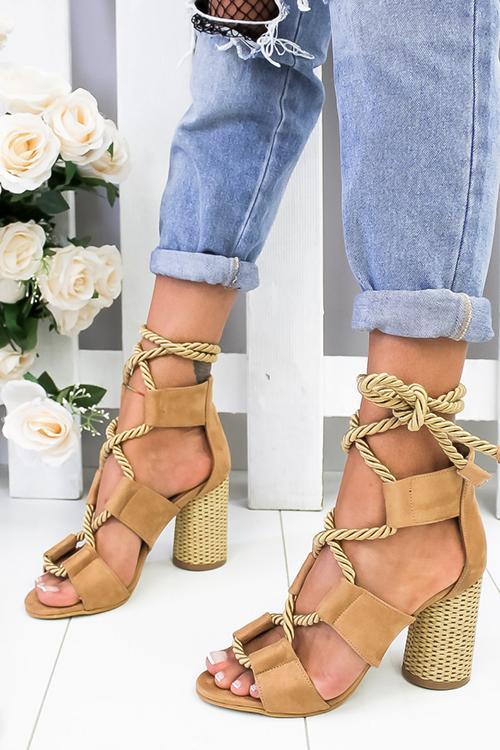 Hemp Rope Lace Up Platform Sandal