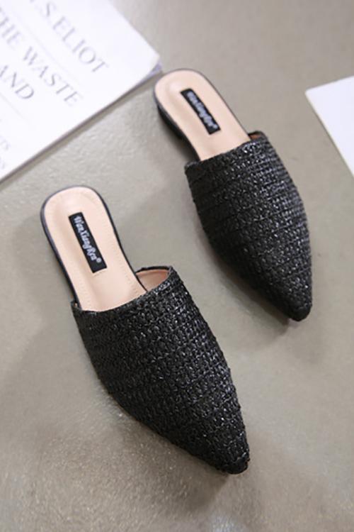 Straw Flat Mule