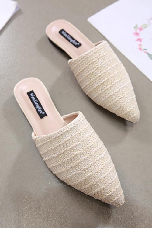 Straw Flat Mule