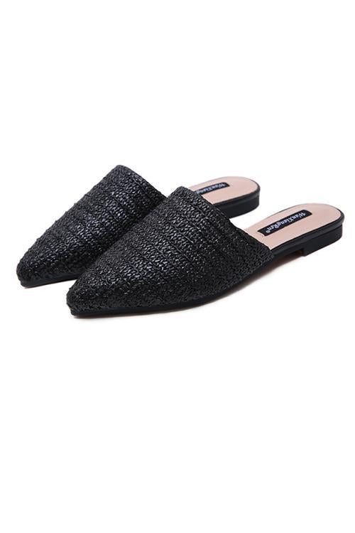 Straw Flat Mule