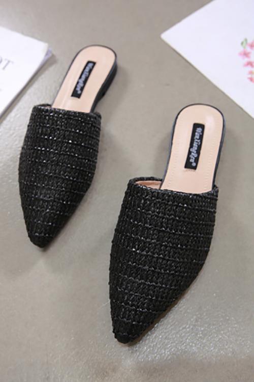 Straw Flat Mule