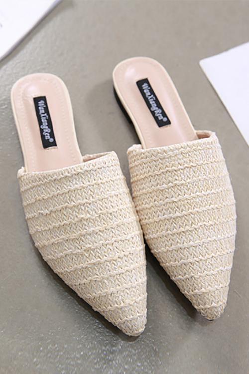 Straw Flat Mule