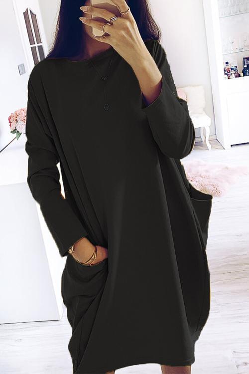 Pockets O Neck Loose T Shirt