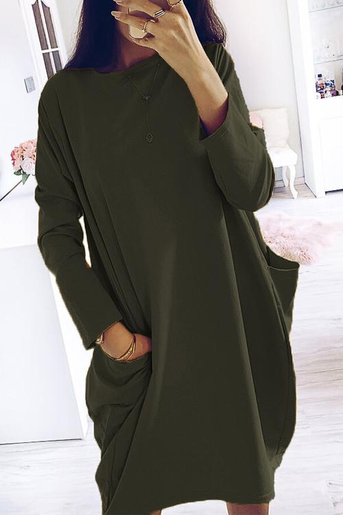 Pockets O Neck Loose T Shirt