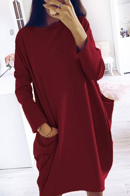 Pockets O Neck Loose T Shirt