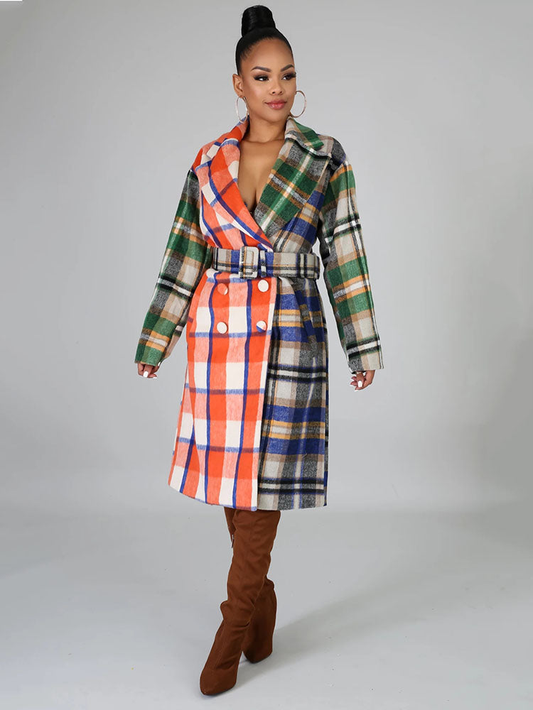 Plaid Long Sleeve Coat