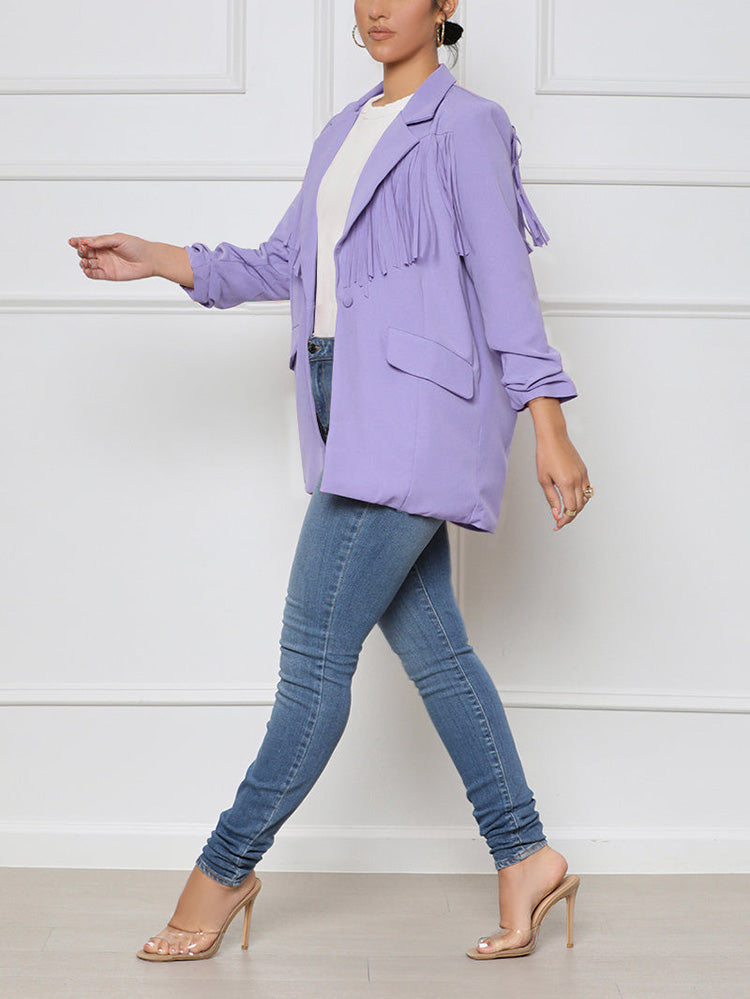 Casual Fringe Open Front Blazer