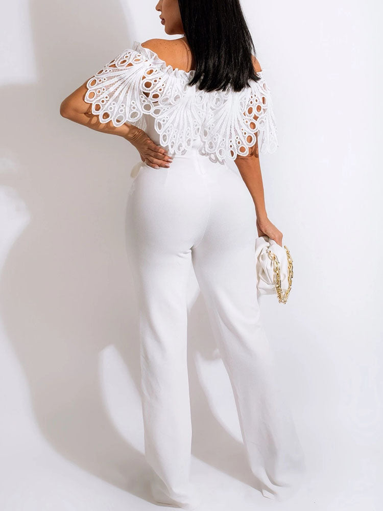 Off Shoulder Hollow Out Jumpsuit