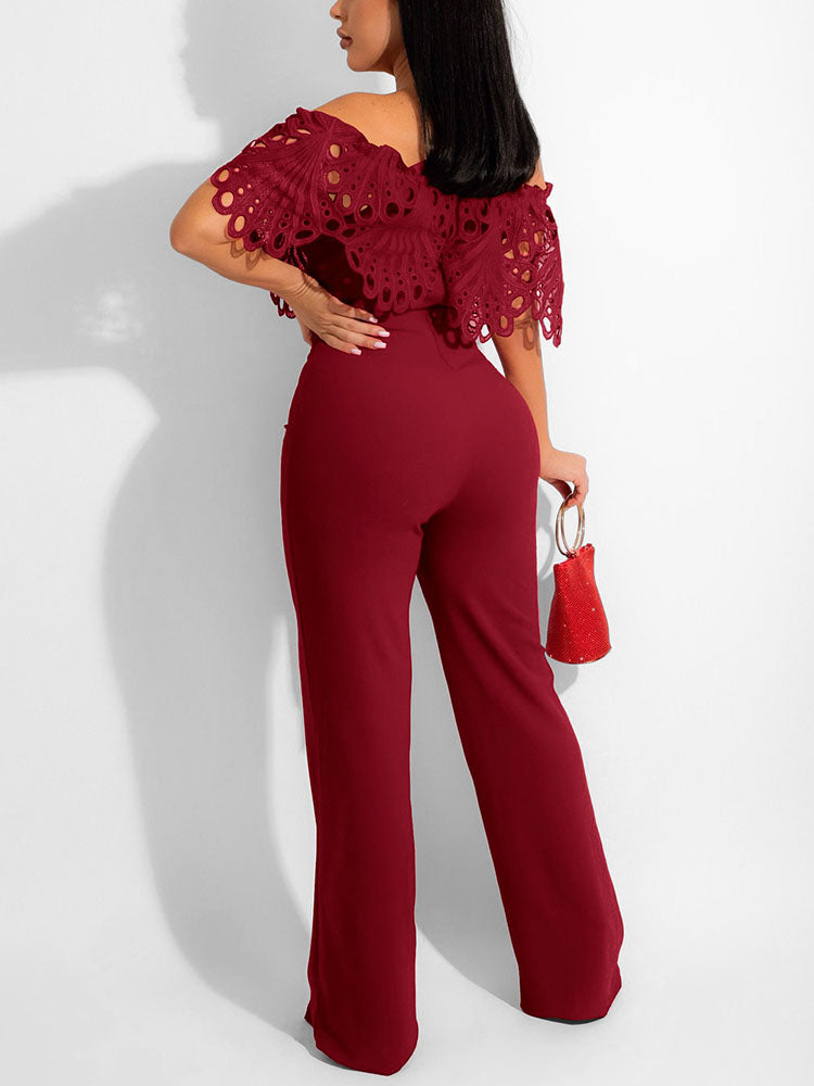 Off Shoulder Hollow Out Jumpsuit