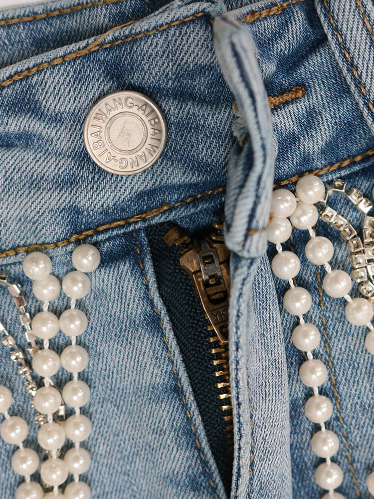 Pearl Decor Denim Shorts
