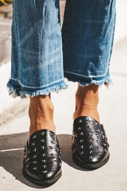 Star Rivets Flat Mules