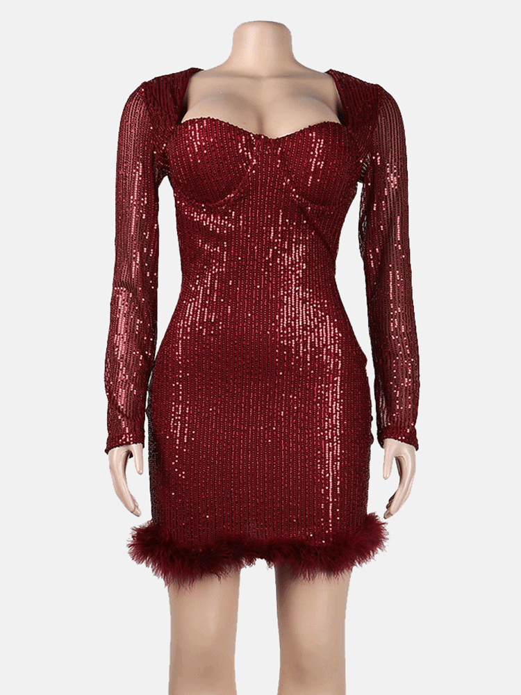 Sequin Patchwork Mini Dress