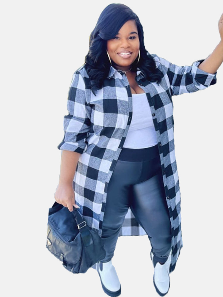 Plaid Single-Breasted Shirt Coat