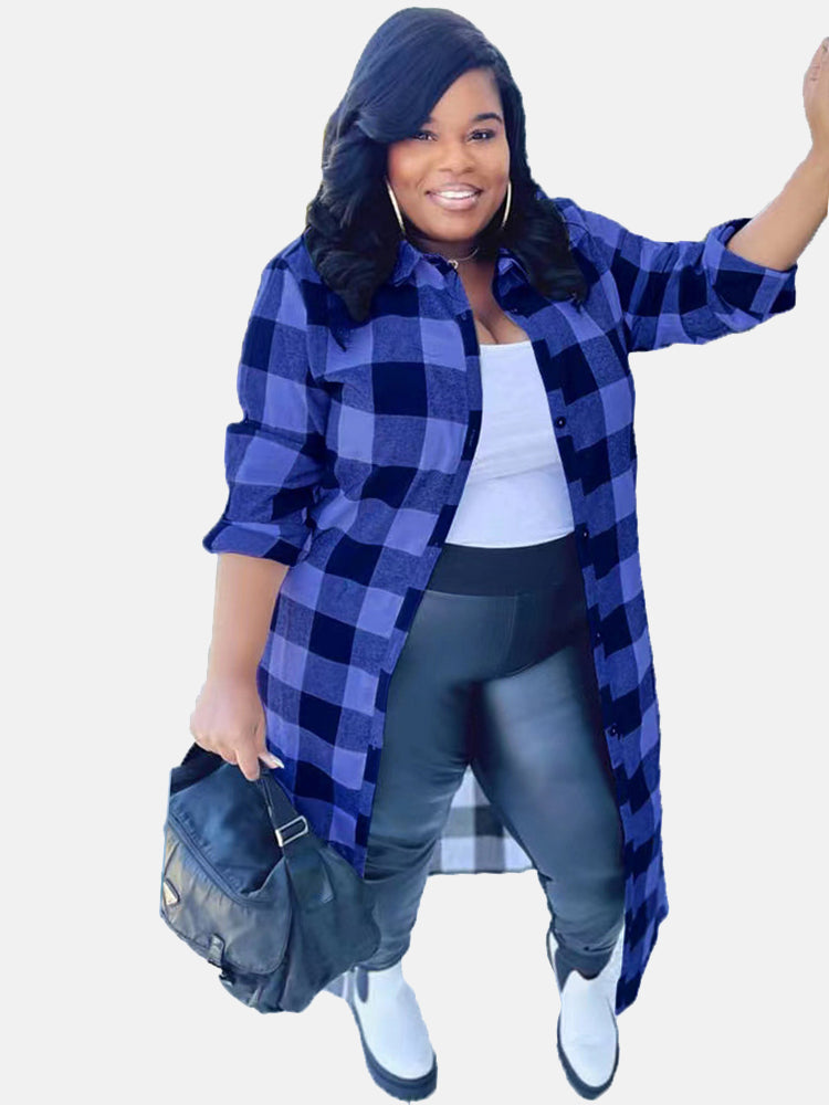 Plaid Single-Breasted Shirt Coat