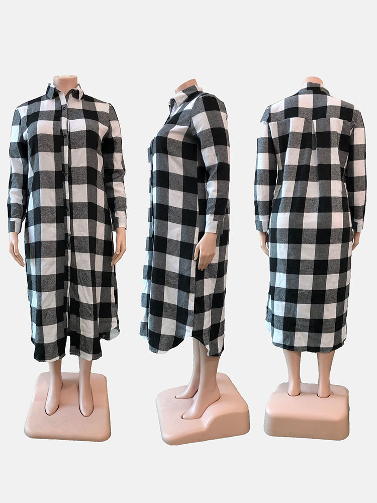 Plaid Single-Breasted Shirt Coat