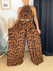 Leopard Halter Jumpsuit