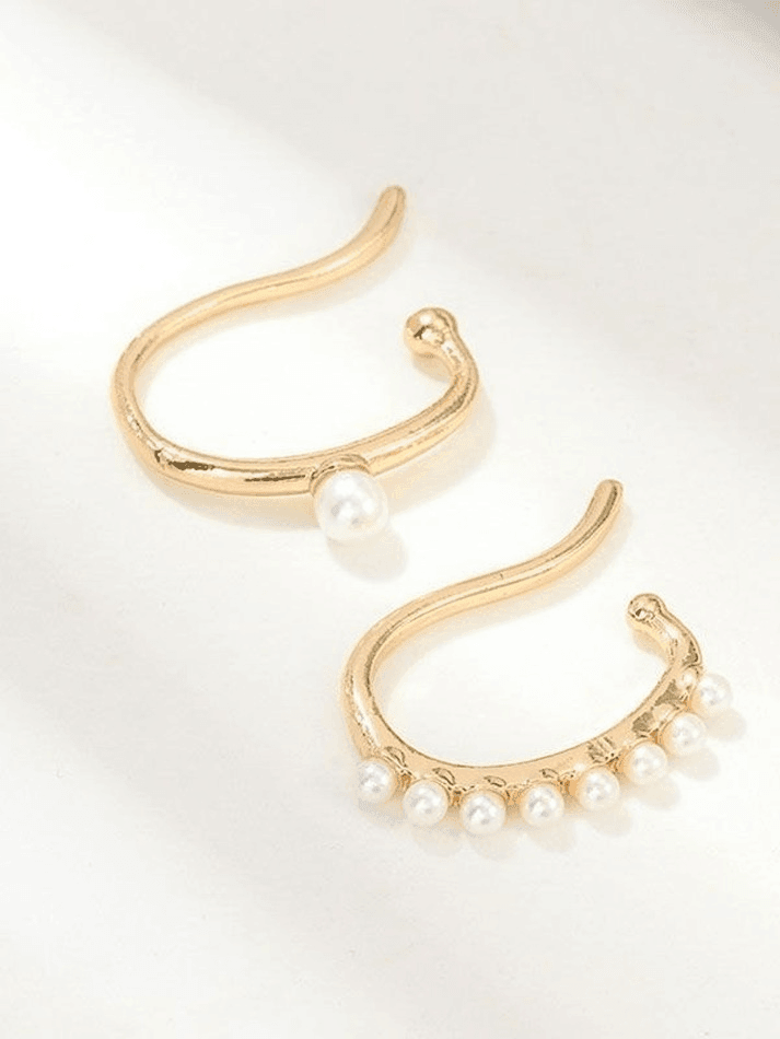 2pcs Pearl Decor Cuff Earring