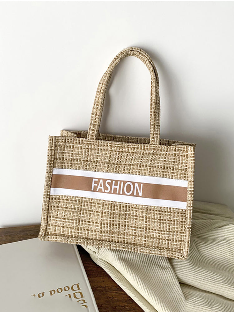 Striped Letter Graphic Shoulder Bag