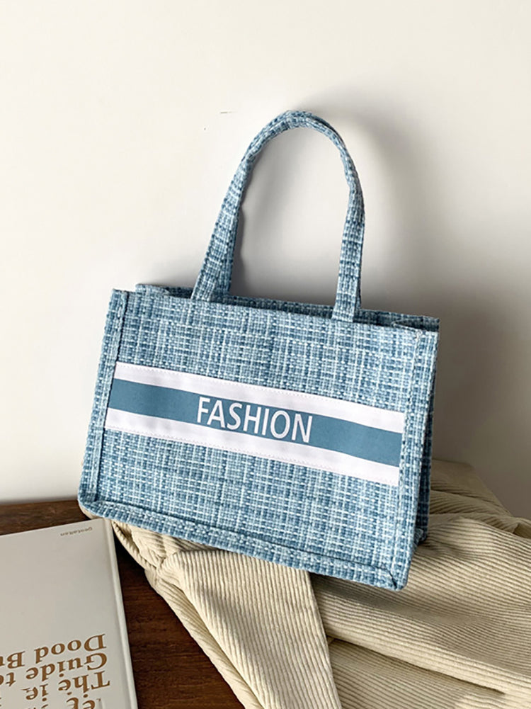 Striped Letter Graphic Shoulder Bag