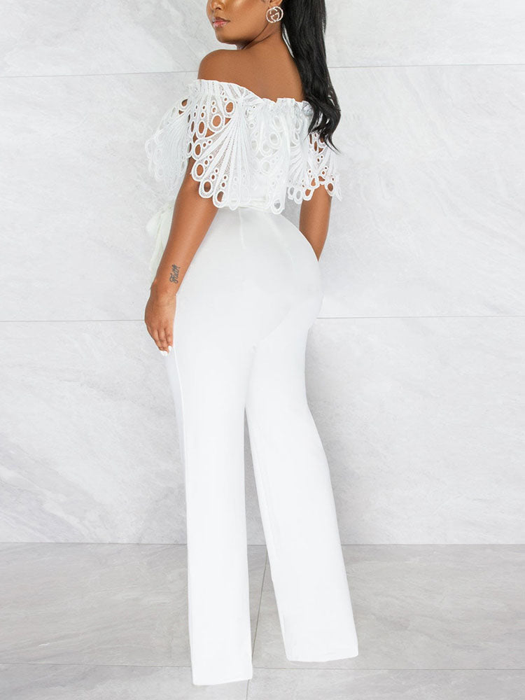Off Shoulder Hollow Out Jumpsuit