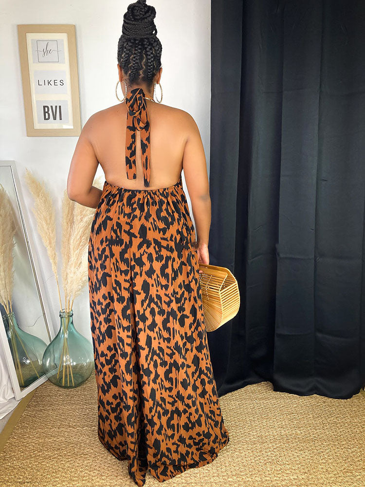 Leopard Halter Jumpsuit