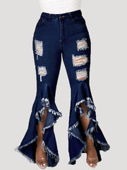 Solid High Waist Jeans