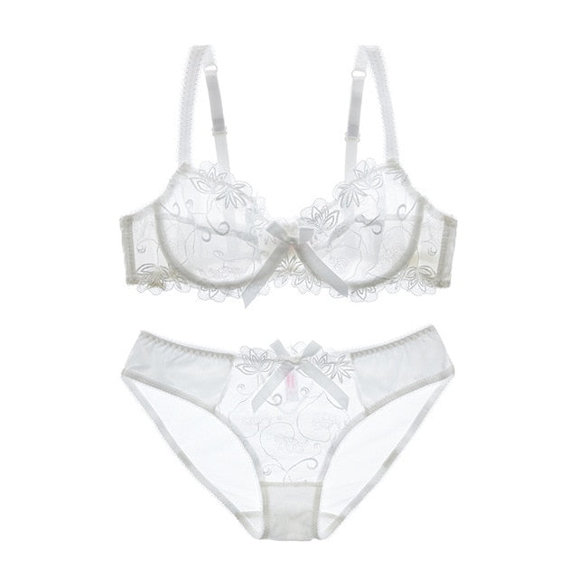 Embroidery Luxury Bras & Underwear Set Multi Colors