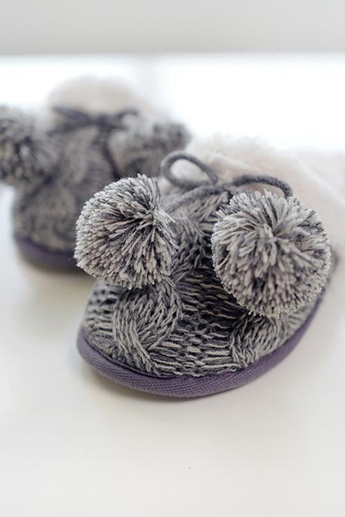 Pom Pom Crochet Fuzzy Slipper