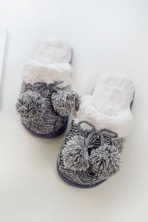 Pom Pom Crochet Fuzzy Slipper