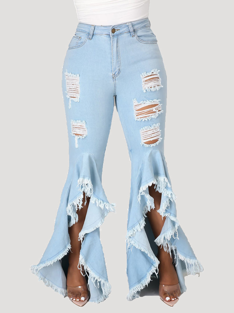 Solid High Waist Jeans