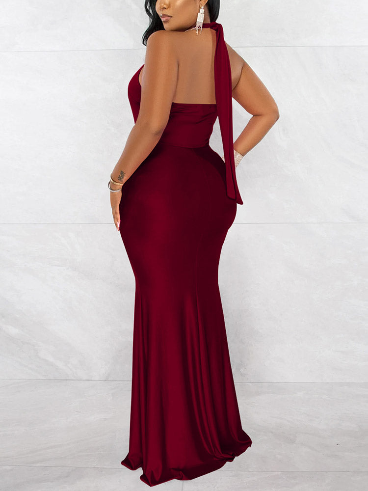 Halter Ruched Dress