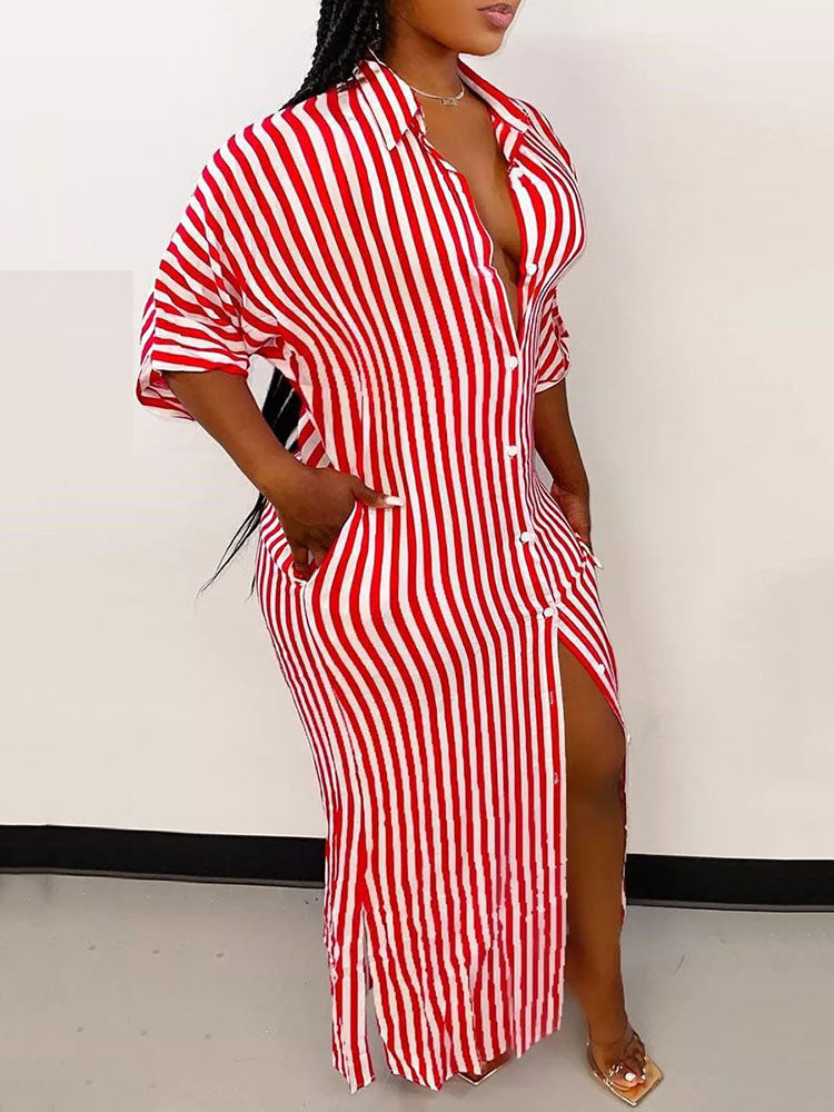 Striped Shirt Maxi Dress