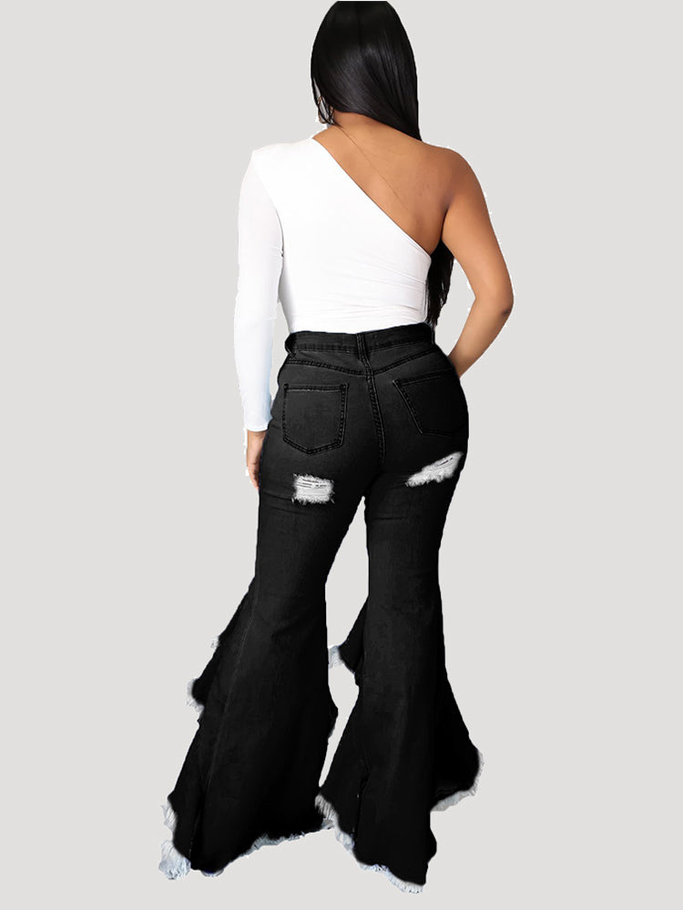 Solid High Waist Jeans