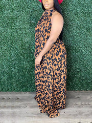 Leopard Halter Jumpsuit