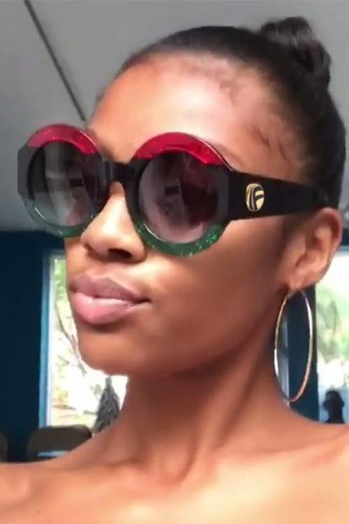 Color Block Bling Sunglasses