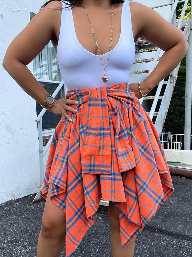 Plaid Midi Skirt