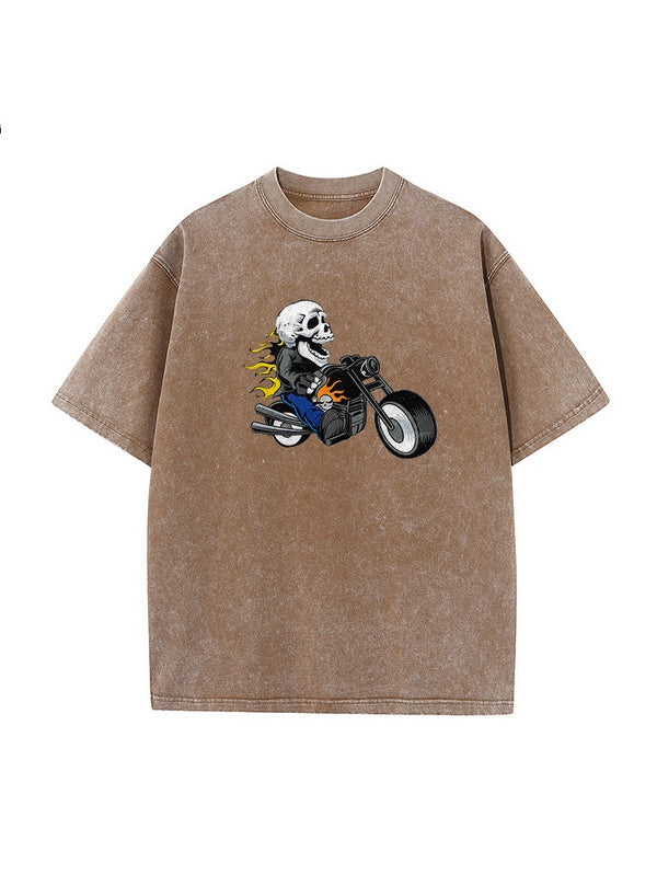 Rock Skull Motorcycle Oversized Tees