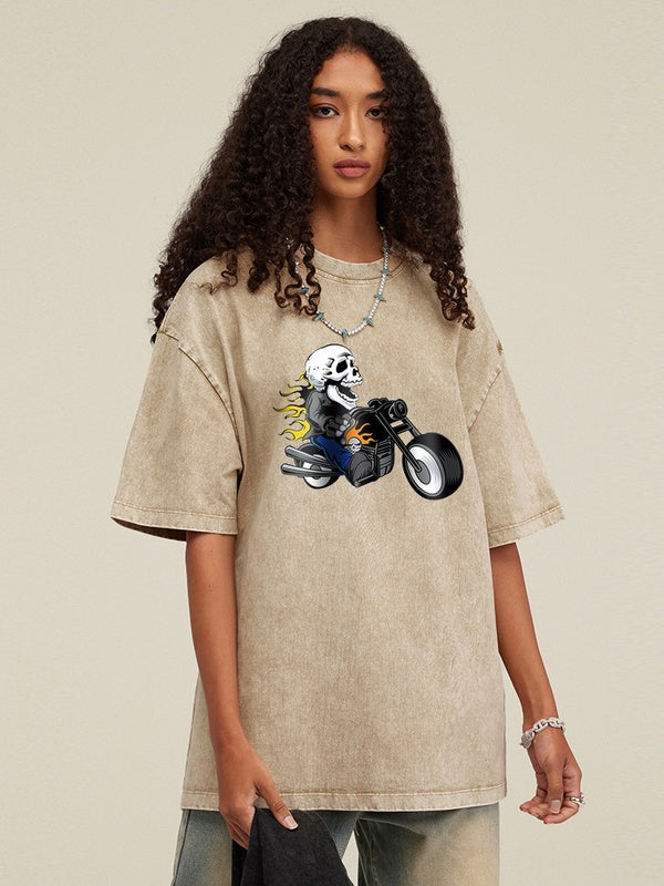 Rock Skull Motorcycle Oversized Tees