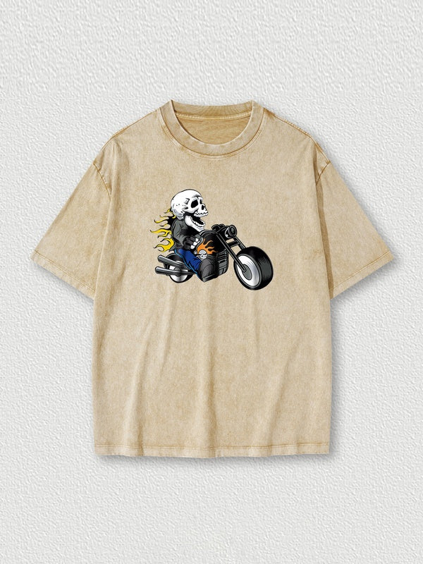 Rock Skull Motorcycle Oversized Tees