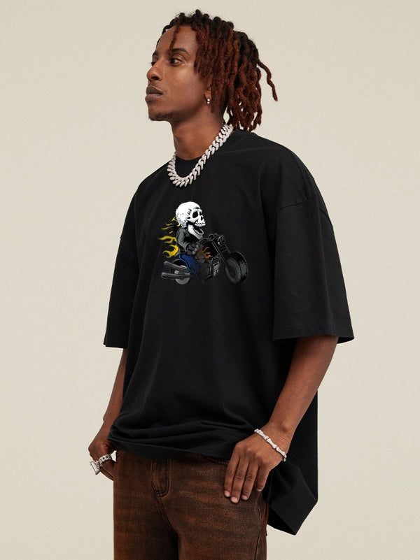 Rock Skull Motorcycle Oversized Tees