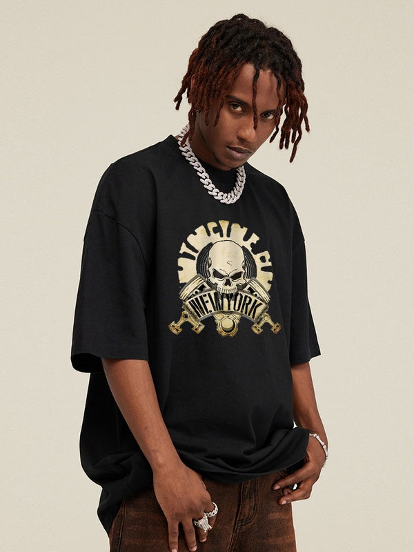 Street Skull Medal Oversized Tees