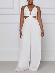 Straps V-Neck Cut Out Jumpsuit