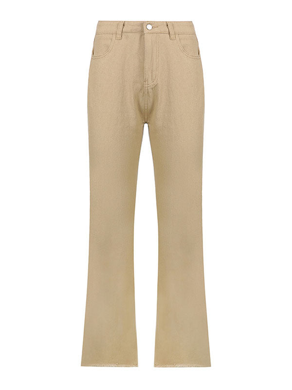High Waisted Solid Flare Jeans