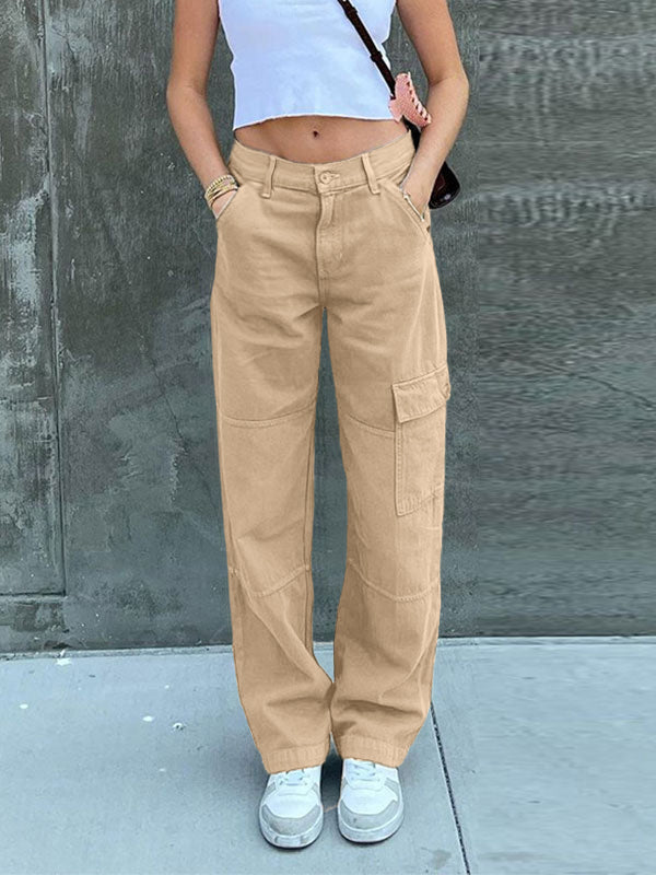 Pocket Patched Straight Cargo Jeans