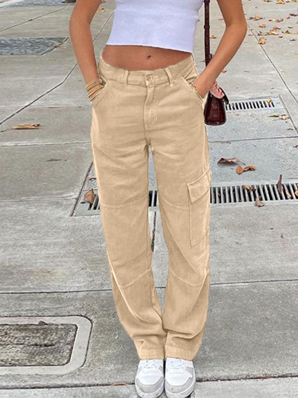 Pocket Patched Straight Cargo Jeans